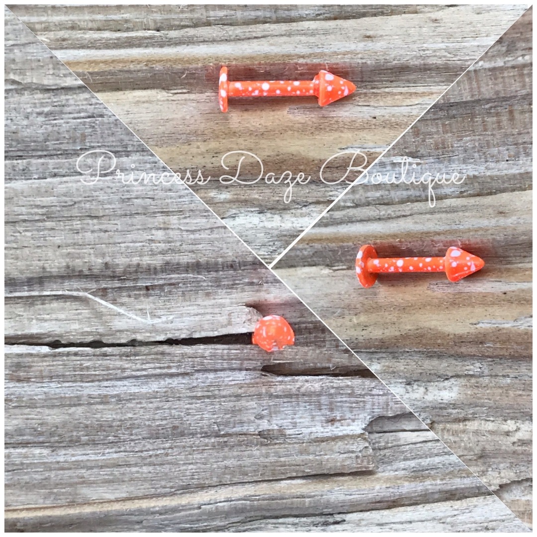 Orange  White Paint Splatter Labret Monroe Lip Tragus Piercing